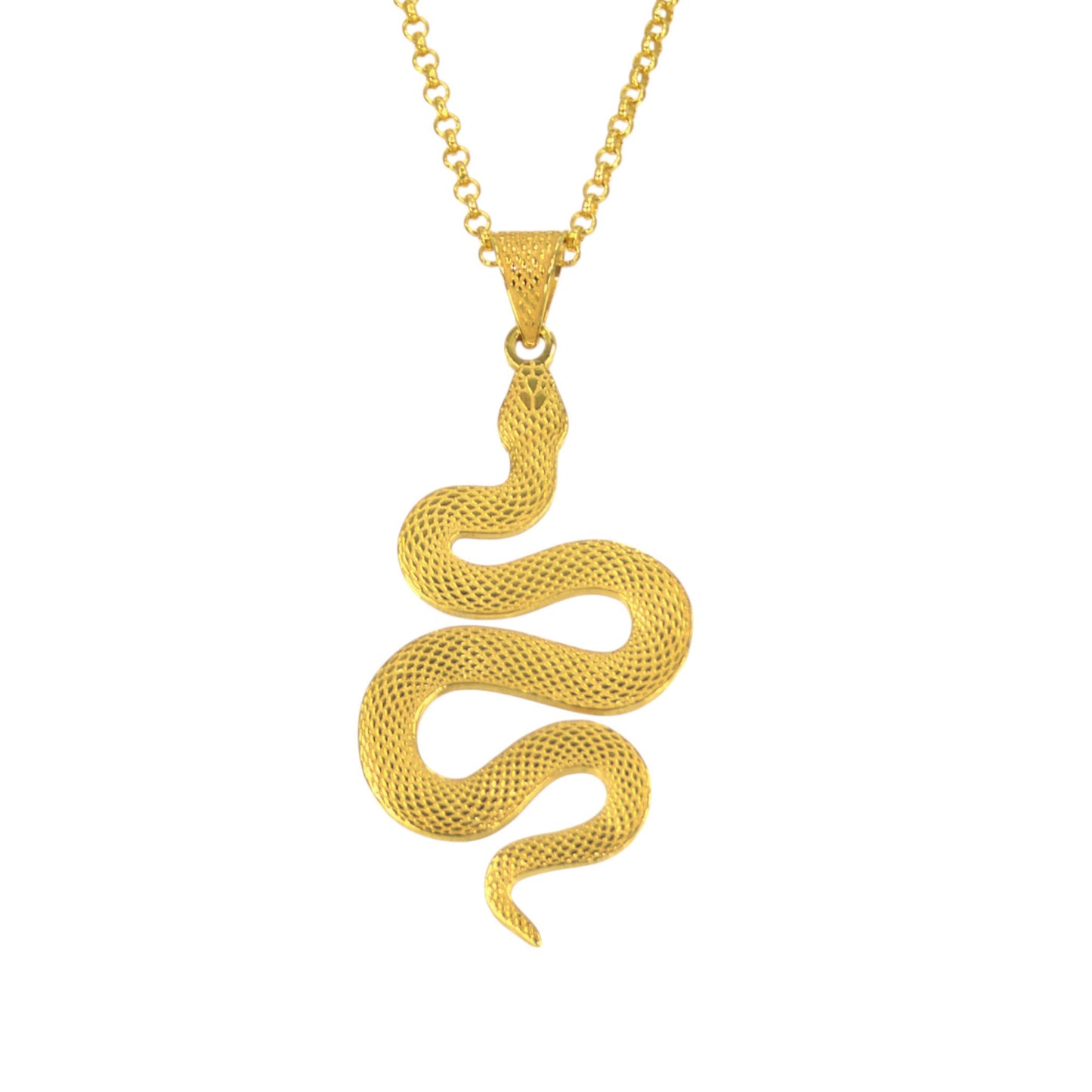 colgante serpiente de plata dorada
