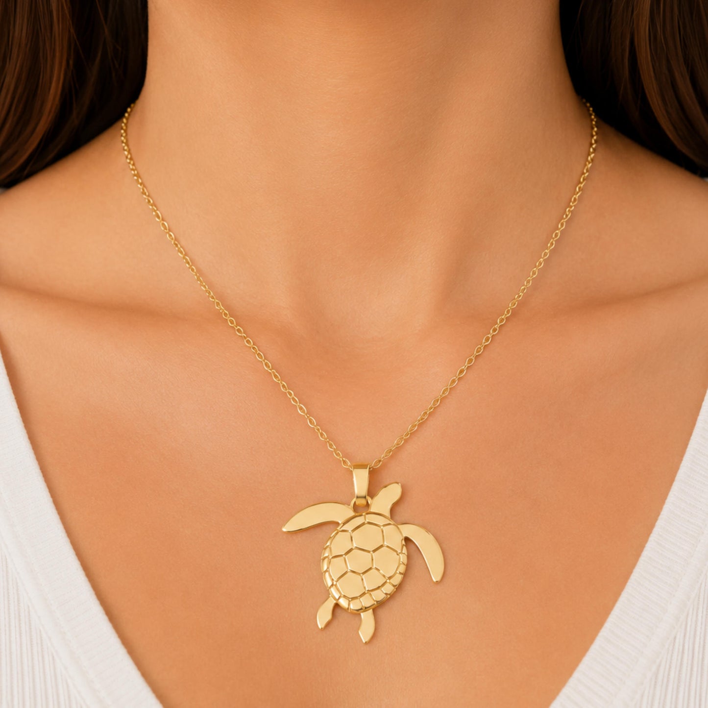 Colgante Tortuga de mar de plata chapada en oro