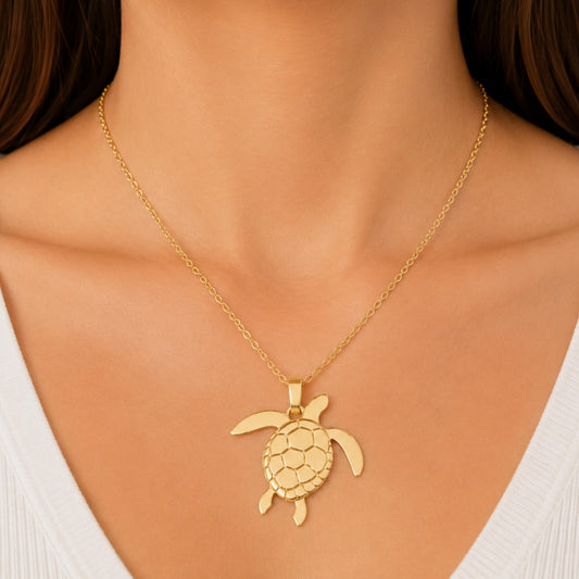 Colgante Tortuga de mar de plata chapada en oro