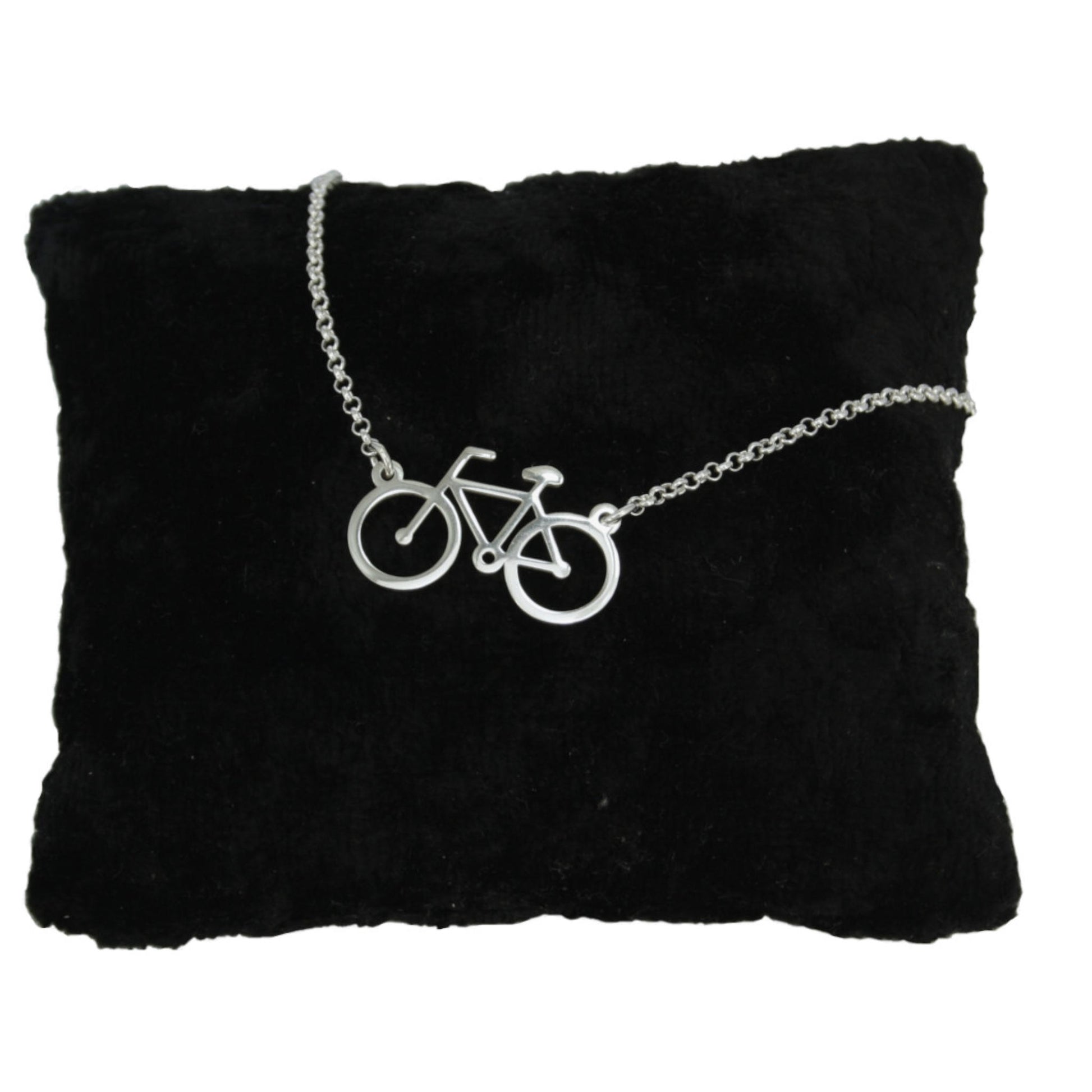 collar de plata con bicicleta