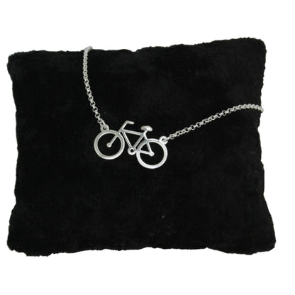 collar de plata con bicicleta